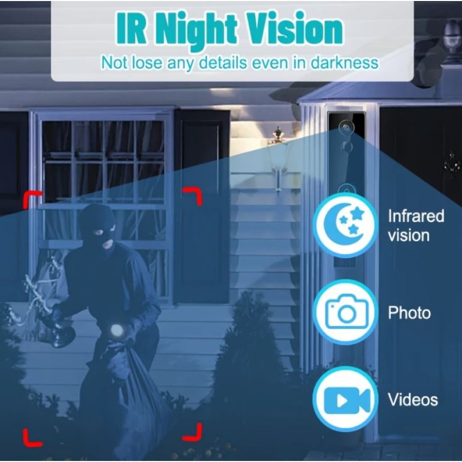 Smart Wireless Video Doorbell with PIR Motion Sensor