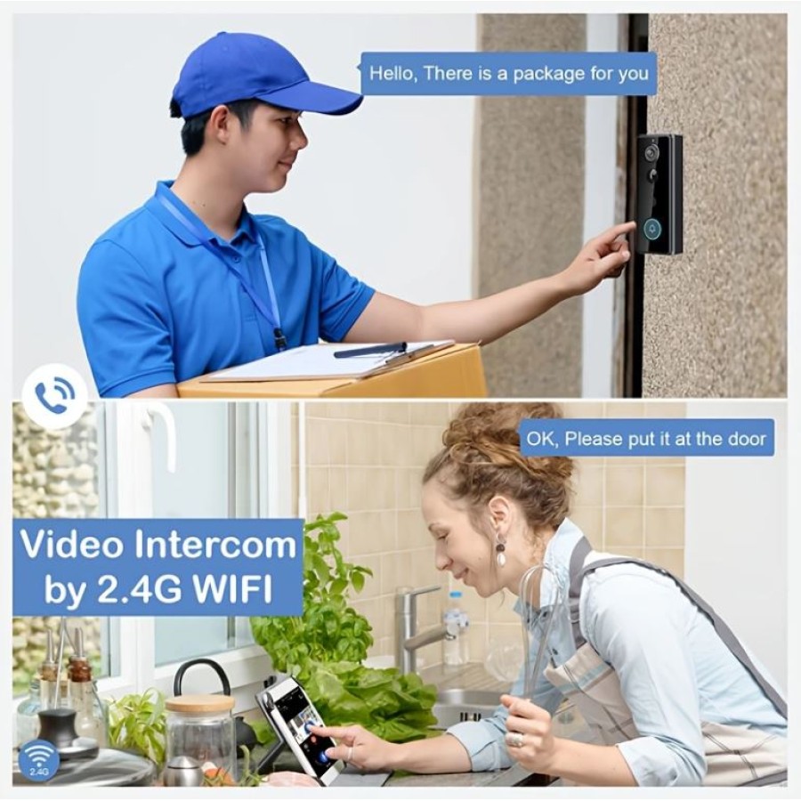 Smart Wireless Video Doorbell with PIR Motion Sensor