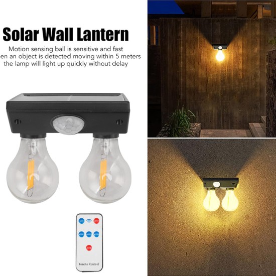 Dual LED Solar Wall Sconce Outdoor Sensor Lamp with Remote (HK-121-2)