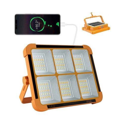 Portable Solar Work Light Rechargeable 6 LED Floodlight