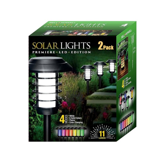 Solar Pathway Lights Color Changing LED Solar Lights 2Pack