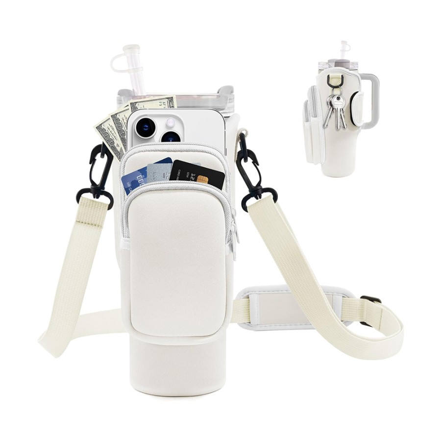 Stanley 30/40 oz Tumbler, Water Bottle Carrier Bag with Strap - Beige Stanley 30/40 oz Tumbler, Water Bottle Carrier Bag with Strap - Beige