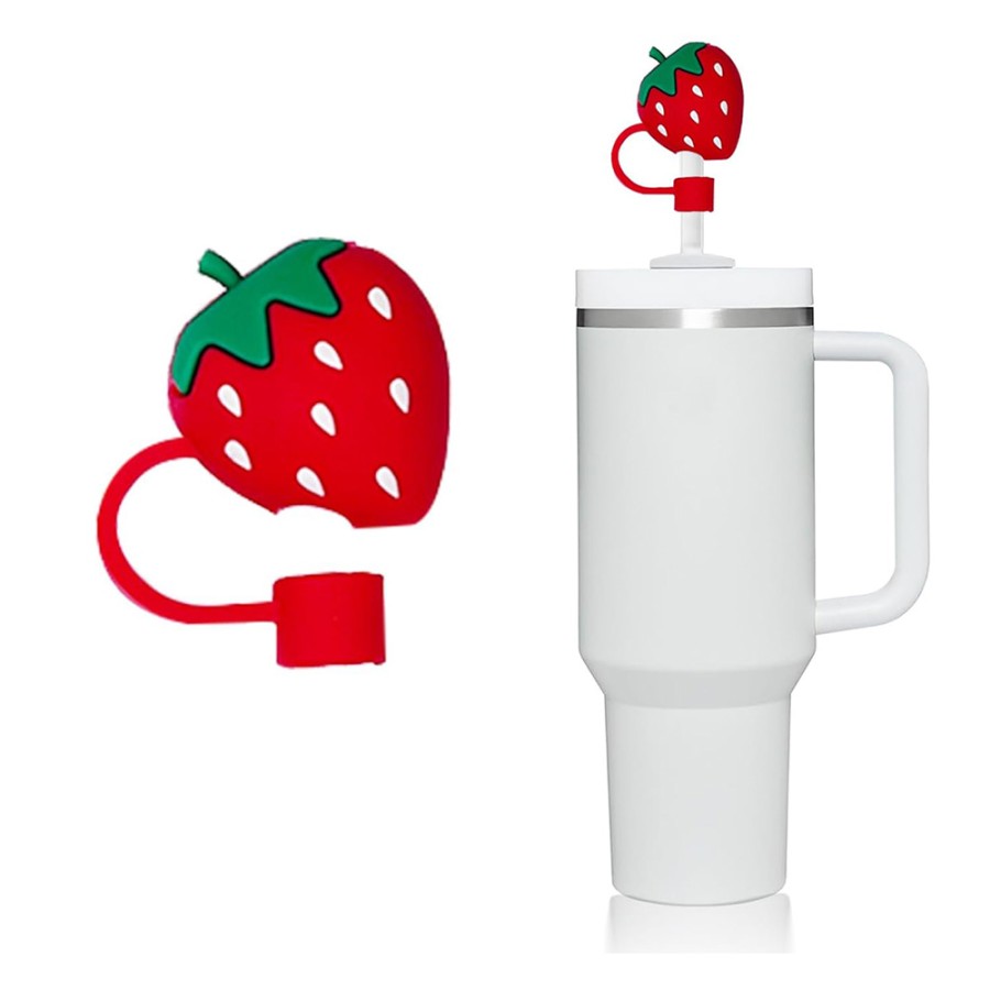 Cute Silicone Straw Tip Cover - Strawberry Cute Silicone Straw Tip Cover - Strawberry