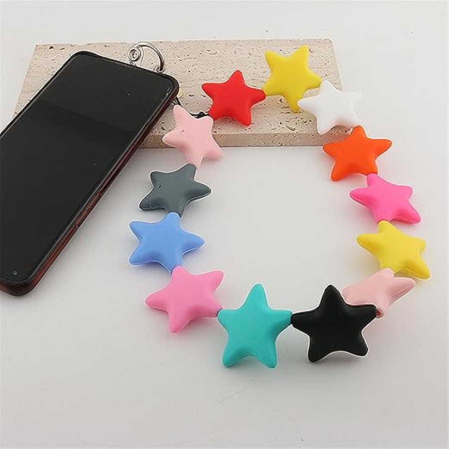 Star Shaped Phone Holder Strap Keychain - Colorful