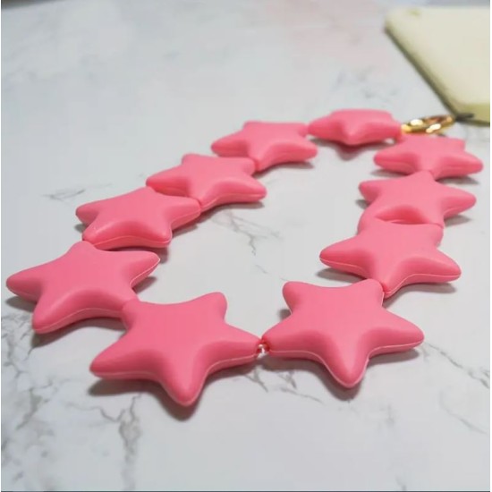 Star Shaped Phone Holder Strap Keychain - Baby Pink