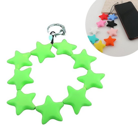 Star Shaped Phone Holder Strap Keychain - Green