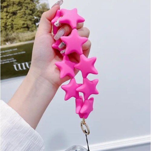 Star Shaped Phone Holder Strap Keychain - Dark Pink