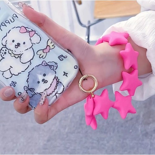 Star Shaped Phone Holder Strap Keychain - Dark Pink