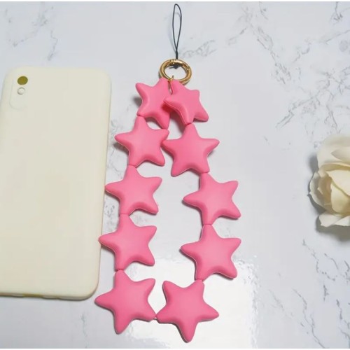 Star Shaped Phone Holder Strap Keychain - Baby Pink