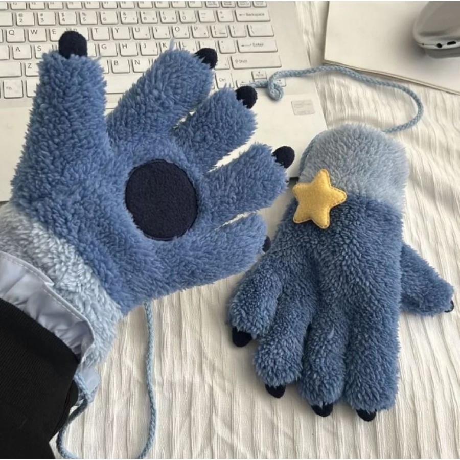  Disney Stitch Gloves Creative Stitch Paw Claw Blue 2PCS 