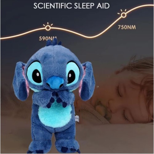 Disney Stitch Baby Breathing Bear Plush Soothing Music Sleeping Toy