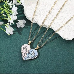 Disney Stitch Angel Couple Necklace Heart Stitch