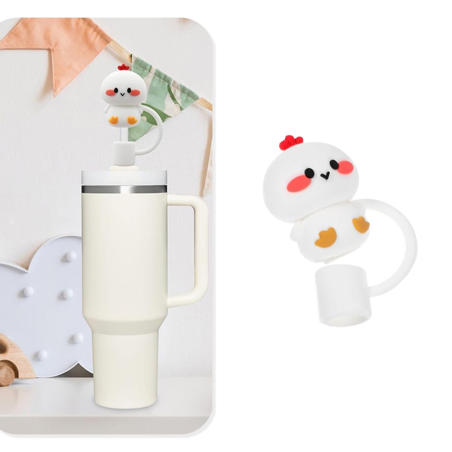 Cute Silicone Straw Tip Cover - Chicken Stanley 