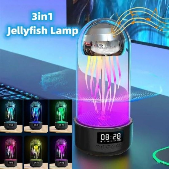 Swimming Jellyfish Lamp Digital Clock with BT Stereo Speaker