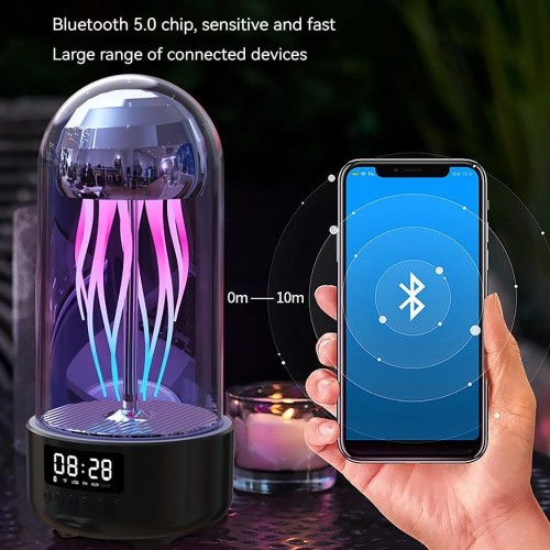 Swimming Jellyfish Lamp Digital Clock with BT Stereo Speaker