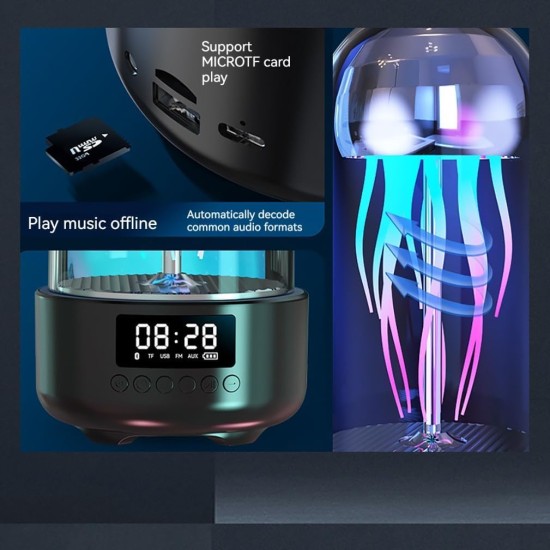 Swimming Jellyfish Lamp Digital Clock with BT Stereo Speaker