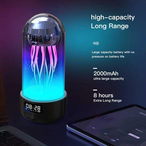 Swimming Jellyfish Lamp Digital Clock with BT Stereo Speaker