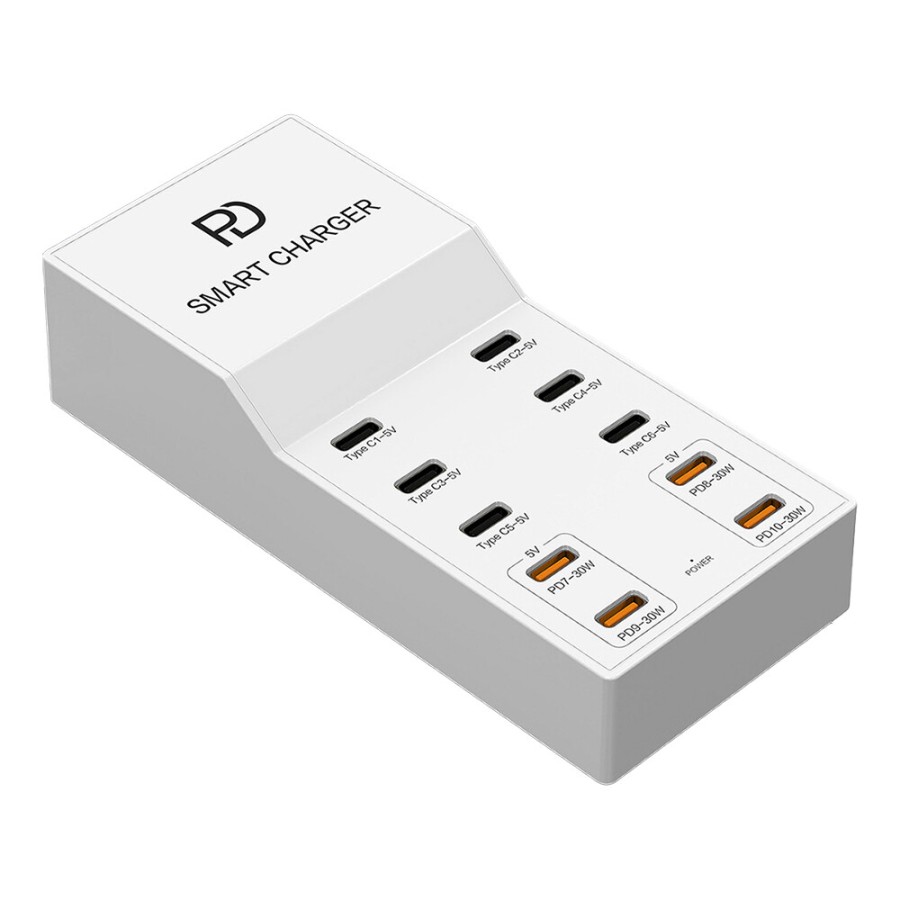 T8 Plus Smart Charger USB-C 10-Port – 72W Total Output