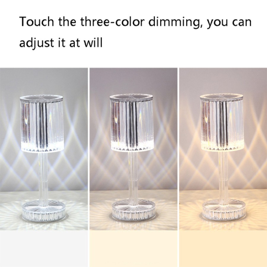 Rechargeable Crystal Diamond LED Table Lamp with Touch Remote