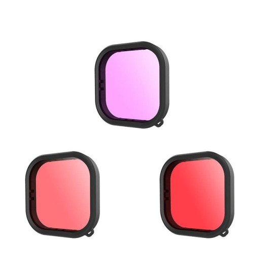 TELESIN Pink + Red + Purple + Waterproof Camera Lens Case Filter for GoPro 11/10/9