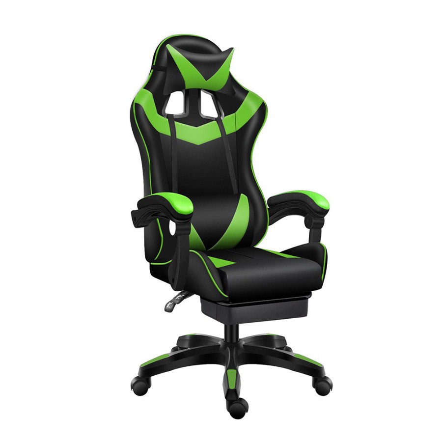 TX Gaming Chair Sport 180° Tilt With Footrest– Green / Black