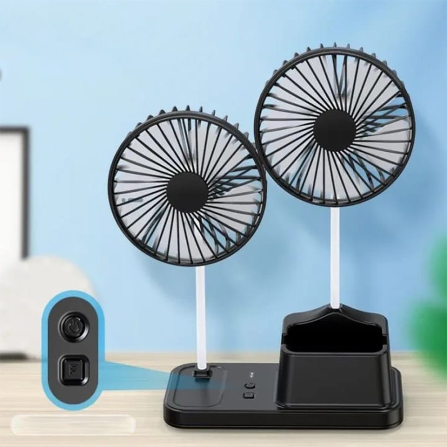 Double-Head Fan With Pen Holder 10W Rechargeable