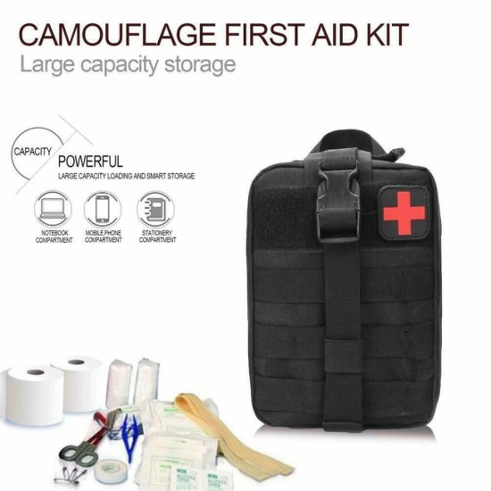Tactical First Aid Kit Medical Bag - Black