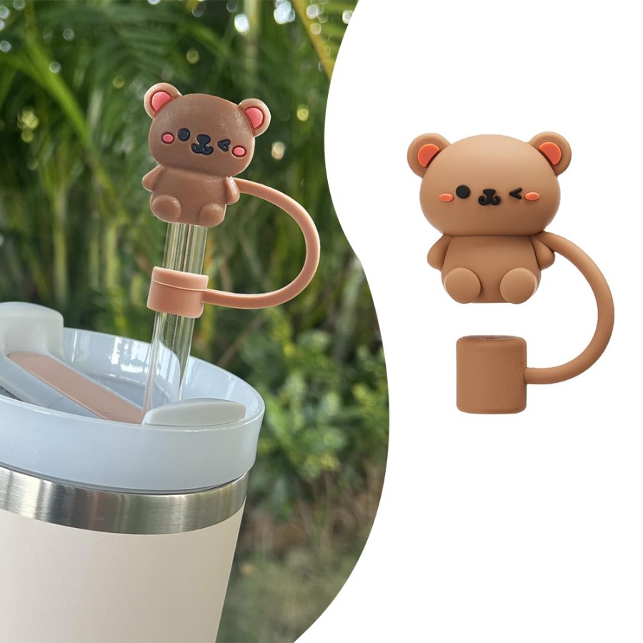 Cute Silicone Straw Tip Cover - Teddy Stanley