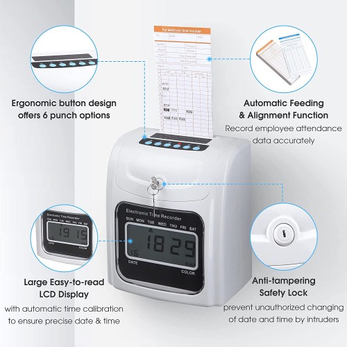 Time Recorder LCD Display Attendance Punch