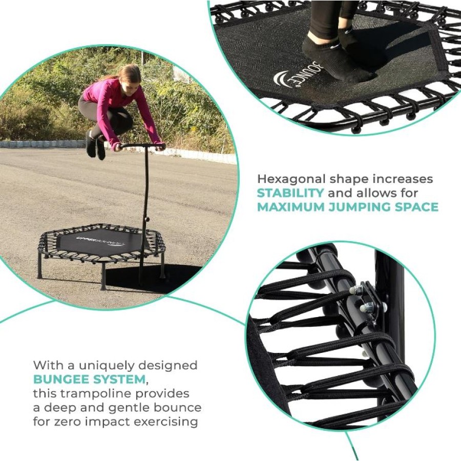 Adjustable Fitness Trampoline with T Shaped Handrail