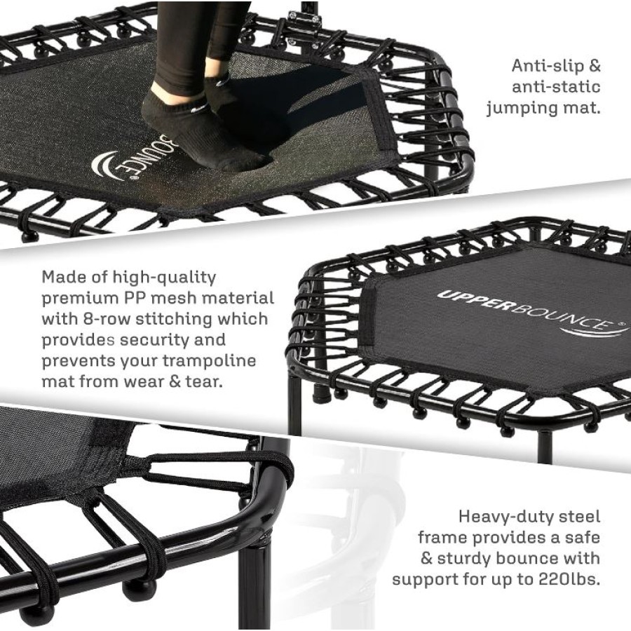 Adjustable Fitness Trampoline with T Shaped Handrail