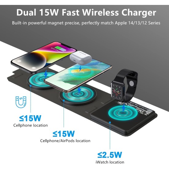 3 in 1 Tranparent Magnetic Wireless Charger 15W