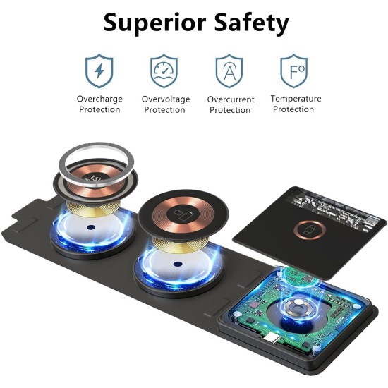 3 in 1 Tranparent Magnetic Wireless Charger 15W