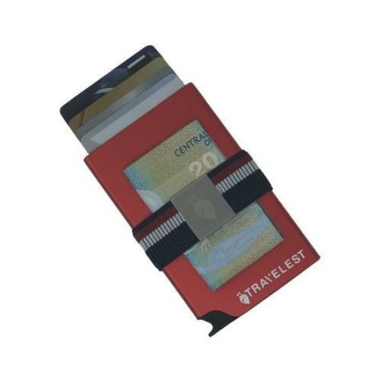 Travelest RFID Block Aluminum Wallet with Elastic Money Holder