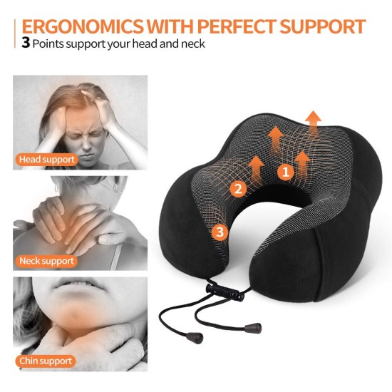 Memory Foam Travel Neck Pillow With Eyes Mask & Ear plug
