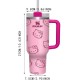 Stanley Quencher H2.0 Flow State Tumbler 40 Oz - Pink Kitty Edition