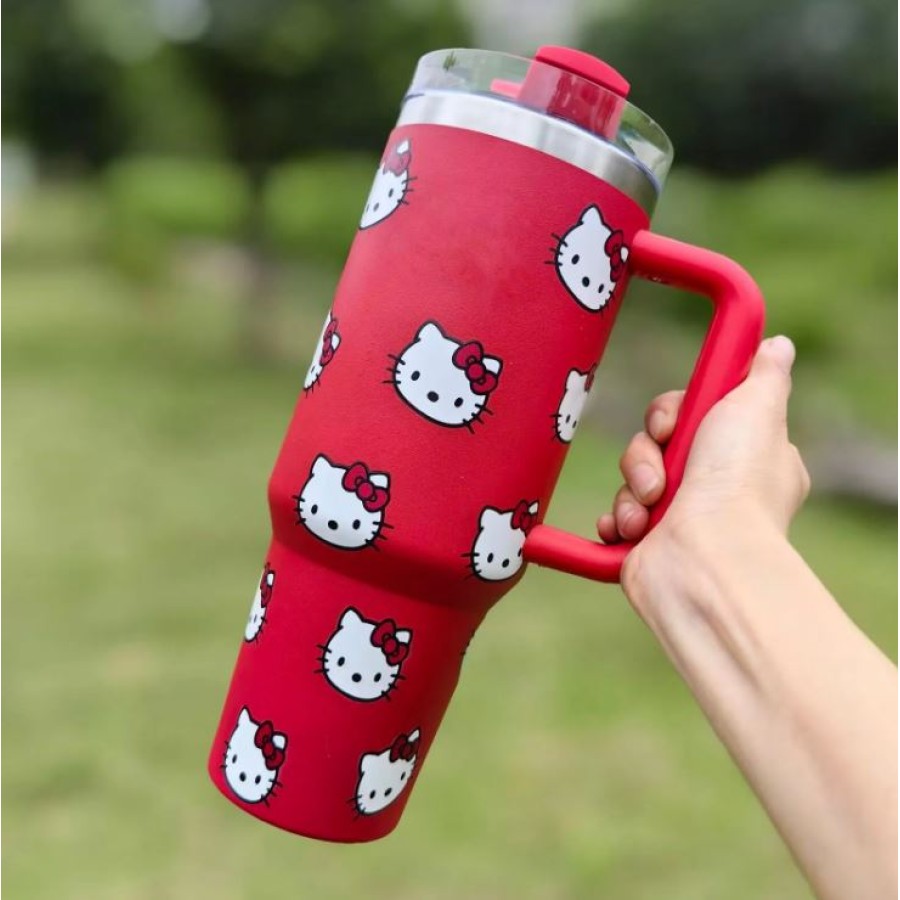 Stanley Quencher H2.0 Flow State Tumbler 40 Oz - Red Hello Kitty Edition