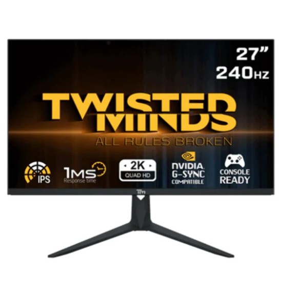 Twisted Minds 27" QHD IPS, 240HZ, 0.8ms, HDMI 2.1 RGB Gaming Monitor - Black