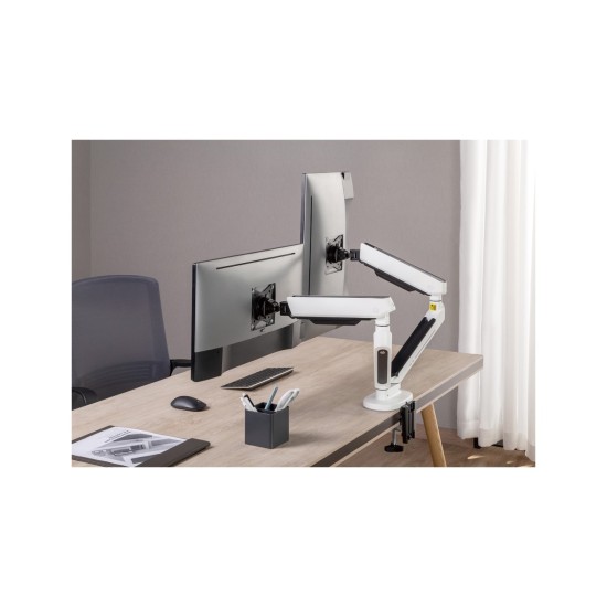 Twisted Minds Dual Gaming Monitor Arm RGB Lighting - White (Supports Curve Screen)