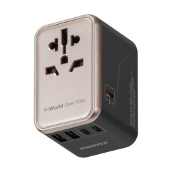 Momax 1-World 7OW GaN 5 ports + AC Travel Adapter (Titanium) UA8AE Momax 1-World 7OW GaN 5 ports + AC Travel Adapter (Titanium) UA8AE