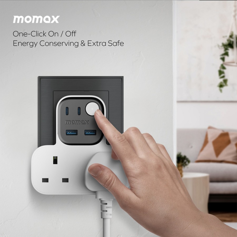 Momax 1-charger Work Flow T-shaped Extention 2 Socket With Usb (US17UKW)