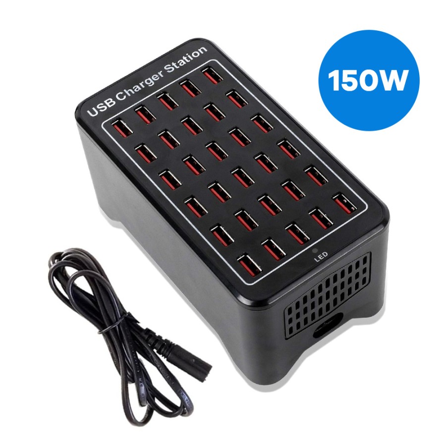 30-Port USB Charging Station for Smartphones, Tablets, and More 150W