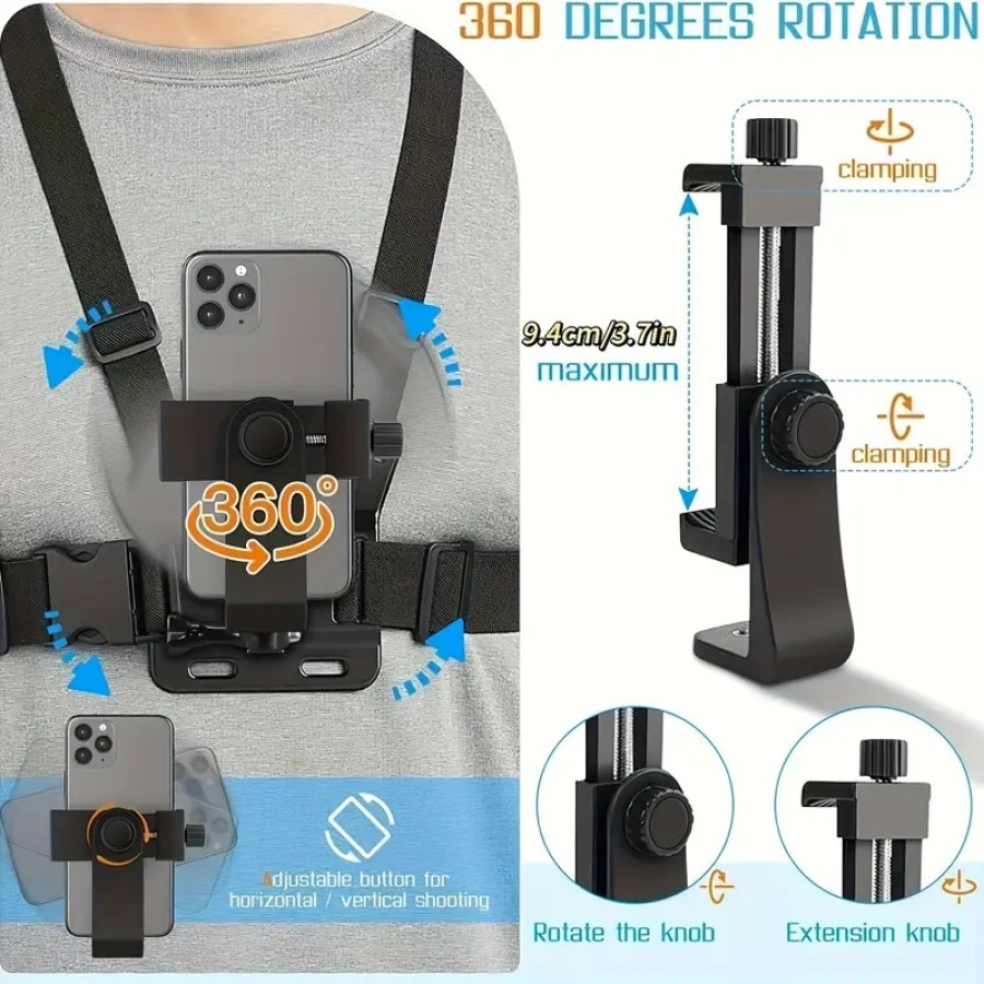 Universal Action Camera Phone Holder Chest Belt Strap Universal Action Camera Phone Holder Chest Belt Strap