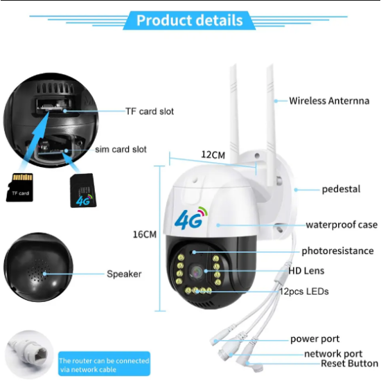  4G/WiFi Smart Net HD Camera IP66 Waterproof 