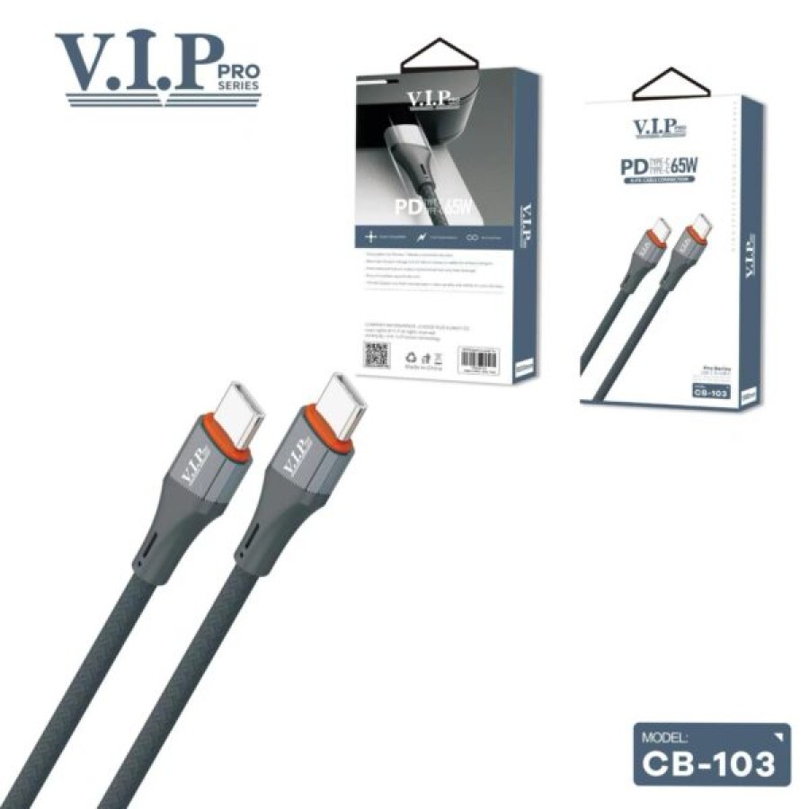 VIP CB-102 USB-A to Type C 2.4A Cable - 1m (Life Time Warranty)