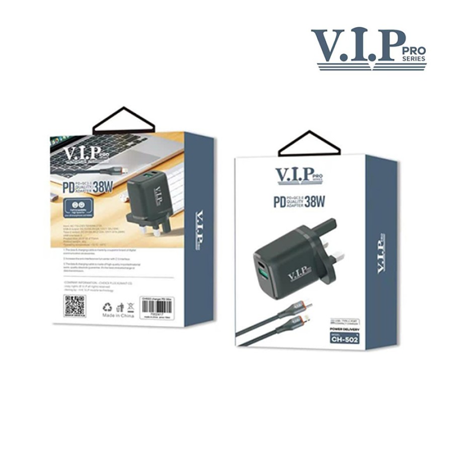 VIP CH-502 Pro Series Power Delivery Compact Charger With Type-C to Lightning Cable VIP CH-502 Pro Series Power Delivery Compact Charger With Type-C to Lightning Cable