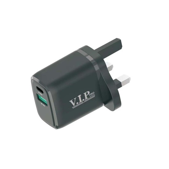 VIP CH-501 Travel Wall Charger Adapter 38W (TYPE-C , USB A) (Life Time Warranty)