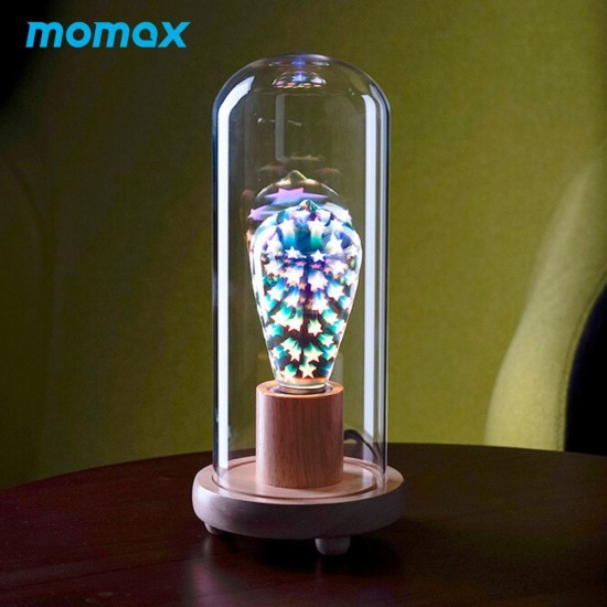 Momox Wooden Lamp Stand With Glass Cover (Dome)