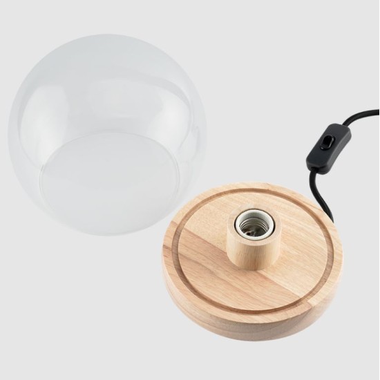 MOMAX Wooden Lamp Stand with Glass Cover (Sphere) VPD0094