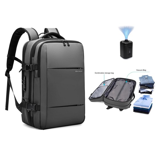 Travel Backpack with Vacuum Compression - Grey